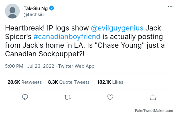 Heartbreak! IP logs show Jack Spicer's Canadian boyfriend is posting from Jack's home in LA. Is he a Canadian sockpuppet?!