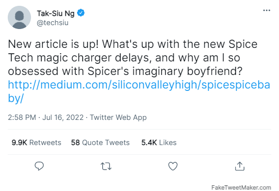 New article is up! What's up with the new Spice Tech magical charger delays, and why am I so obsessed with Spicer's imaginary boyfriend?